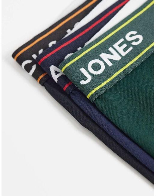 Jack & Jones Blue 3 Pack Of Boxers With Contrast Waistband for men