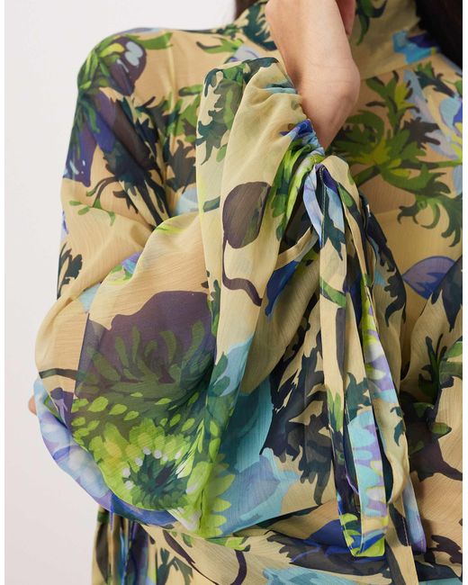 ARRANGE Green High Neck Trapeze Maxi Dress