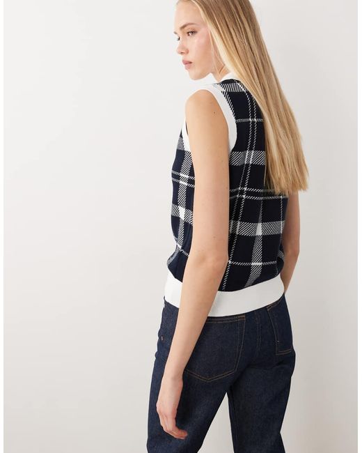 Barbour Blue Allerdale Tartan Check Knitted Singlet
