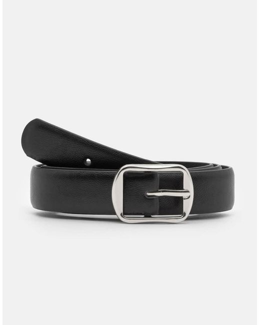 Pull&Bear White Thin Belt With Square Buckle
