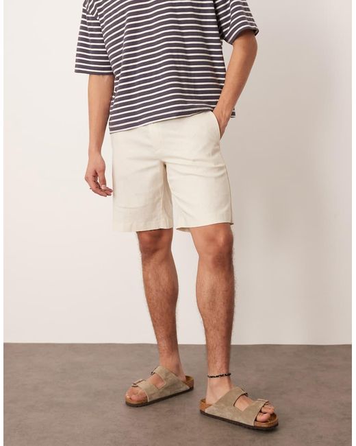 ASOS White Smart Straight Fit Linen Blend Shorts for men