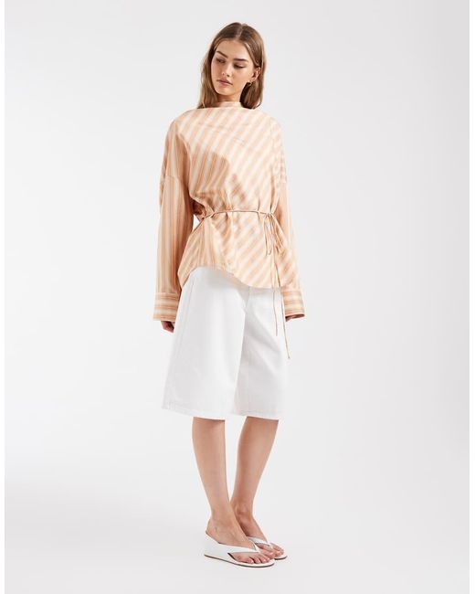 & Other Stories Natural Stripe Draped Shirt