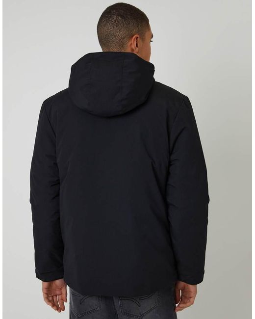 Threadbare Black Showerproof Microfleece Lined Padded Coat for men