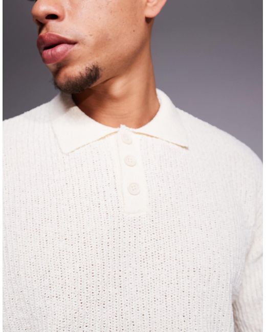 Bershka Gray Knitted Collar Polo for men