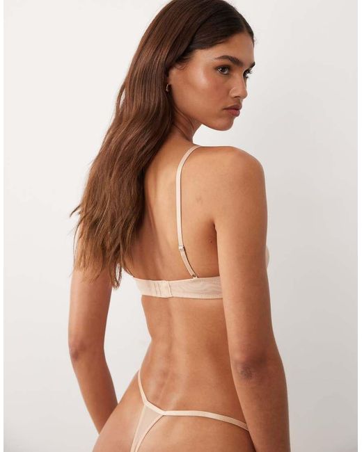 ASOS Natural Tammy Sheer Mesh Scoop Neck Crop