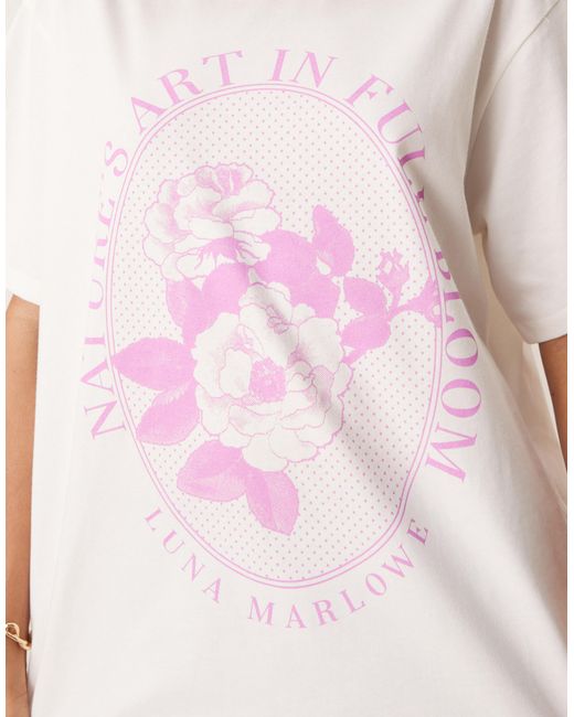ASOS White Oversized T-Shirt With Lilac Flower Graphic