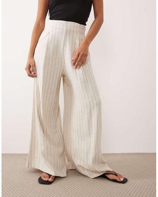 Miss Selfridge Natural Tailored Linen Look Palazzo Pants