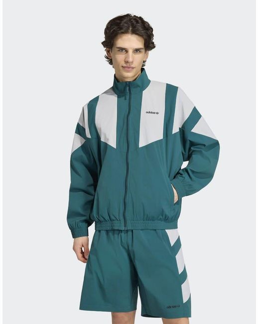 Adidas Originals Green Blocked Track Top for men