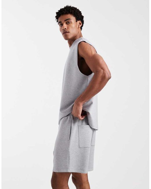 ASOS Gray Oversized Fit Jersey Short With Pintucks for men