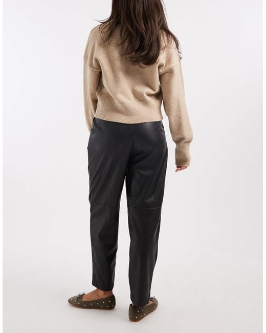 Miss Selfridge Black Faux Leather Barrel Leg Pants