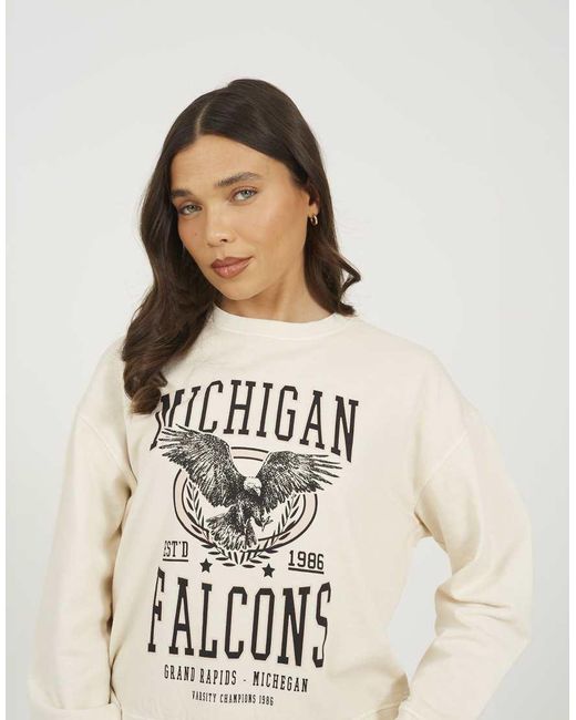 Brave Soul Natural Acid Wash Graphic Print Sweatshirt