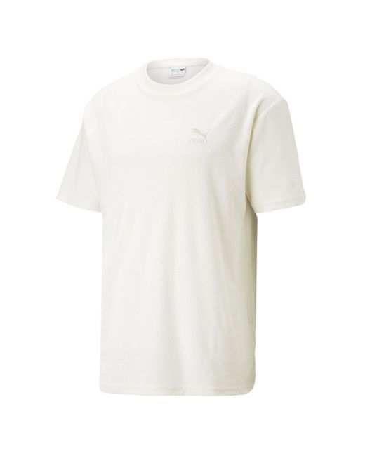 PUMA White Classics Terrycloth T-shirt With Left Chest Logo for men