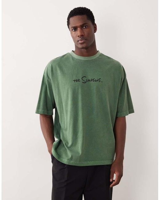 T-Shirt Oversize Con Stampa Dei Simpson di ASOS in Green da Uomo
