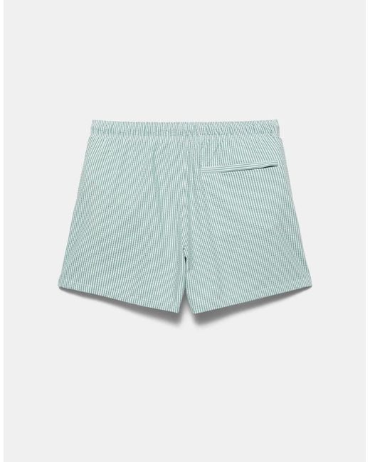 Pull&Bear Blue Seersucker Swim Shorts for men