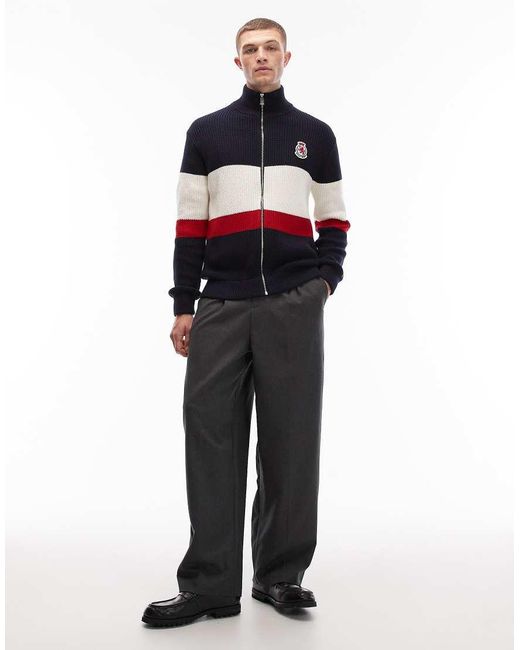 Tommy Hilfiger Blue Crest Colorblock Zip Through Fleece for men