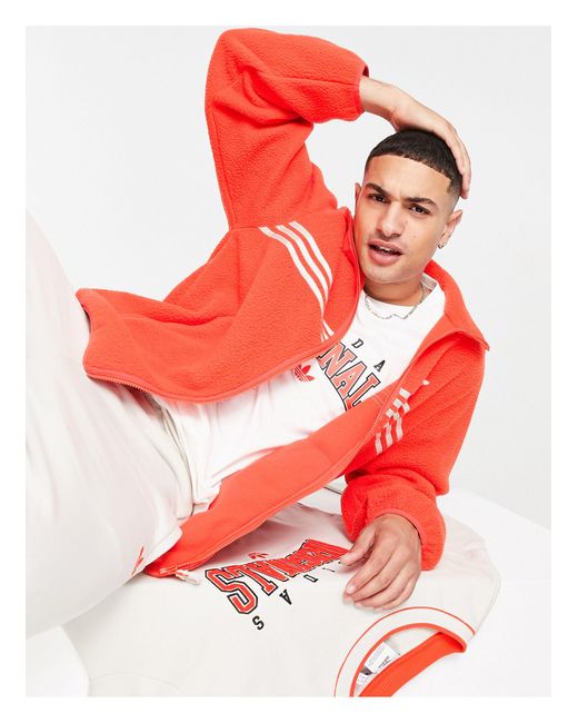 Adidas Originals Orange 'retro Revival' Zip Through Fleece for men