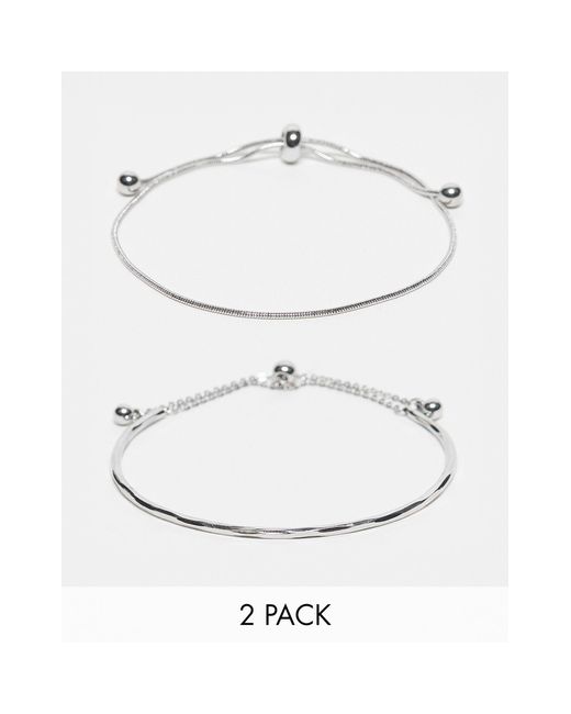 ASOS White Pack Of 2 Bracelets With Simple toggle Detail