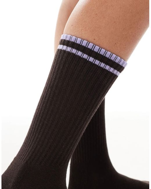 Vero Moda Black Ribbed Athletic Socks
