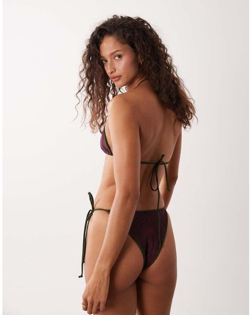 Motel Brown Co-Ord Pami Abstract Zebra Bikini Top