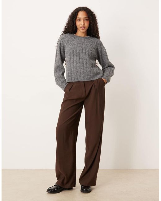 Aware Gray Chunky Wide Rib Detail Hairy Texture Jumper