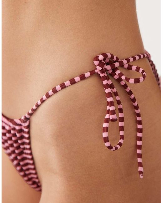ASOS Red Violet Tie Side Bikini Bottom