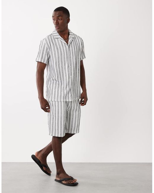 Brave Soul White Co-Ord Textured Short Sleeve Shirt for men
