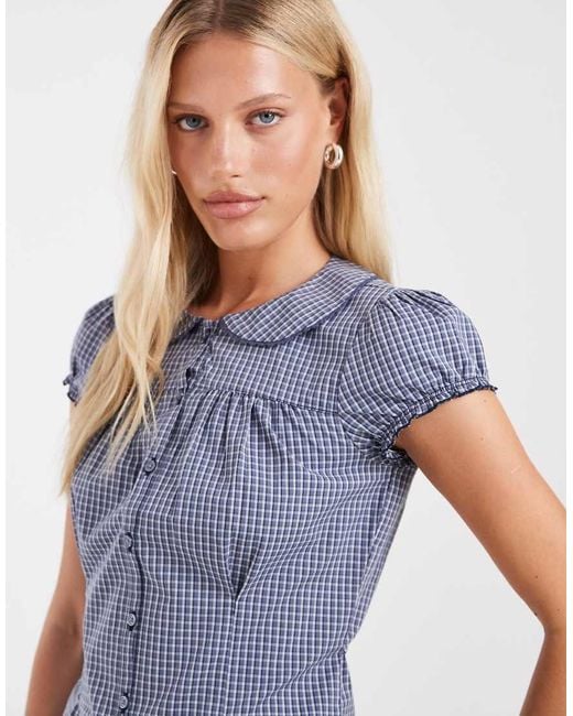 Hollister Blue Short Sleeve Babydoll Shirt