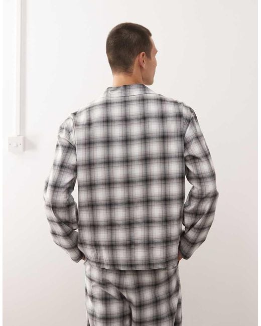Weekday Gray Co-ord Oversized Flannel Shirt Pyjamas for men