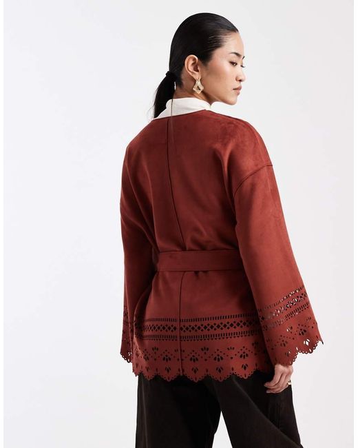 Miss Selfridge Red Faux Suede Cut Work Jacket