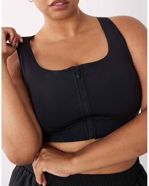 4505 Black Curve Icon Active High Support Sports Bra With Removable Padding And Adjustable Straps