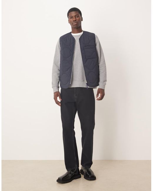 ARKET Blue Quilted Vest With Zip Front for men