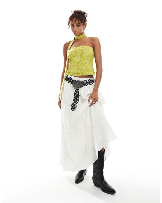 Miss Selfridge White Burnout Textured Bandeau Scarf Top
