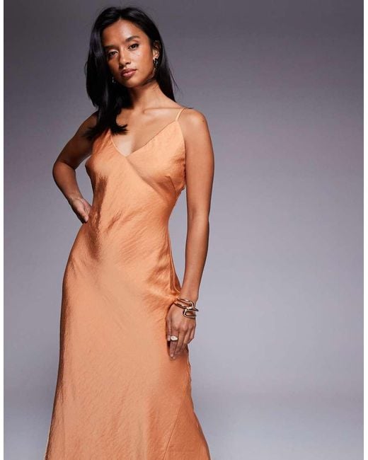 TFNC London Gray Satin Cowl Back Maxi Dress On Rust