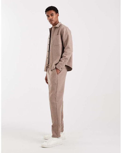 ASOS Natural Co-Ord Tapered Trouser With Wool for men
