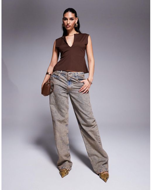 ASOS Brown – tailliertes polyamid-oberteil