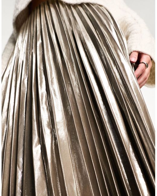 Metallic pleated top skirt mango