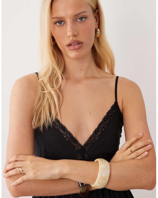 Brave Soul Black Strappy Maxi Dress With Lace Trim