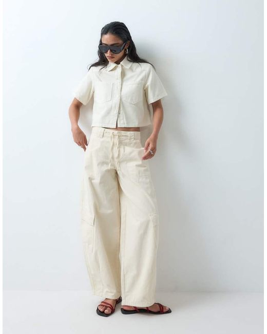 ASOS Denim Cropped Overhemd in het White