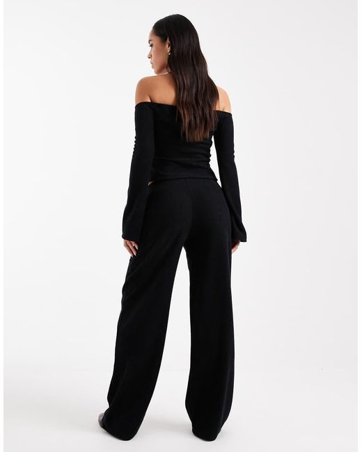 ASOS Blue Brushed Rib Knit Wide Leg Pants