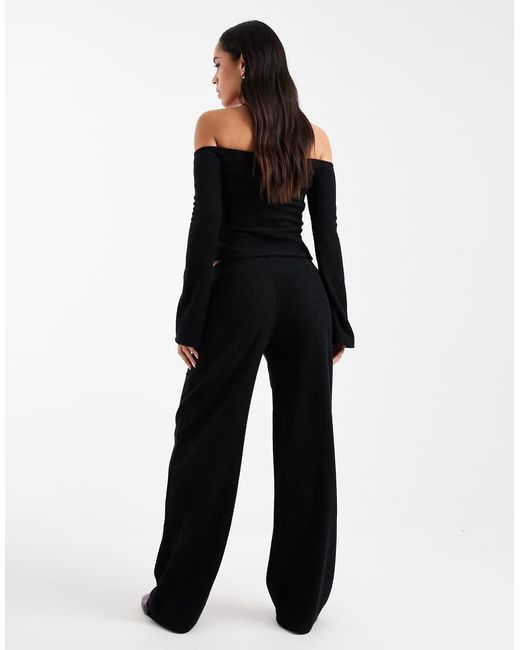 ASOS Blue Brushed Rib Knit Wide Leg Pants