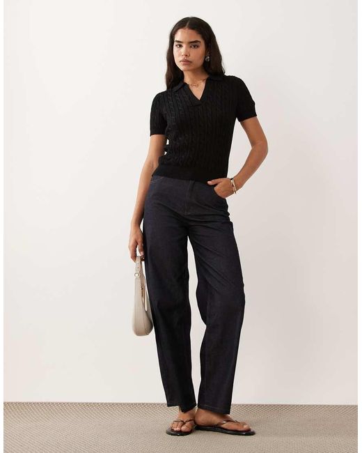 Ralph Lauren Black Fine Knit Polo Top