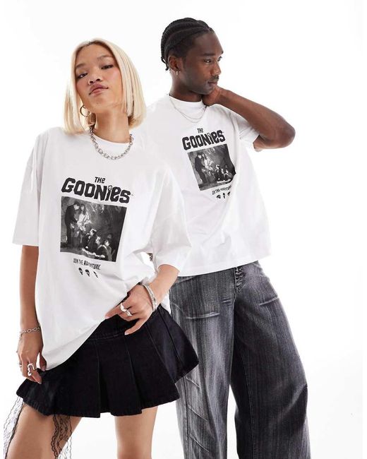 ASOS White Unisex Oversized License T-shirt With The Goonies Prints