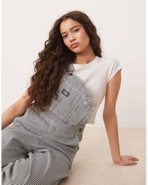Dickies Natural Classic Hickory Stripe Denim Dungarees