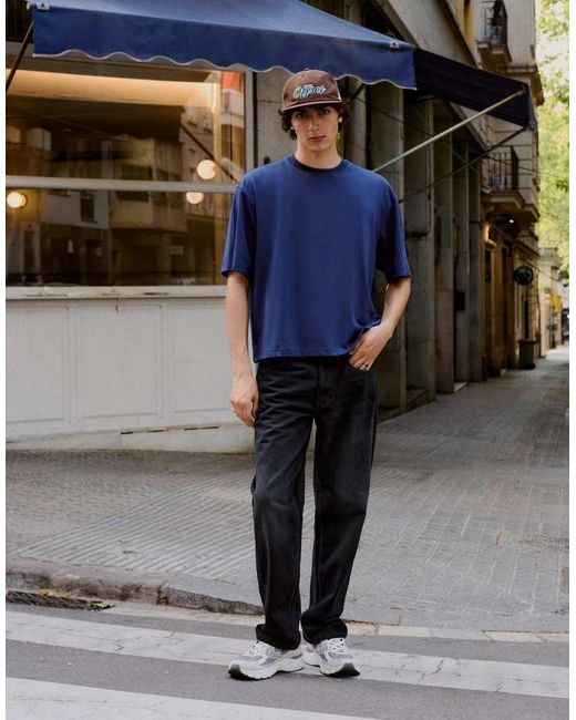 Bershka Black Tall Straight-Leg Jeans for men