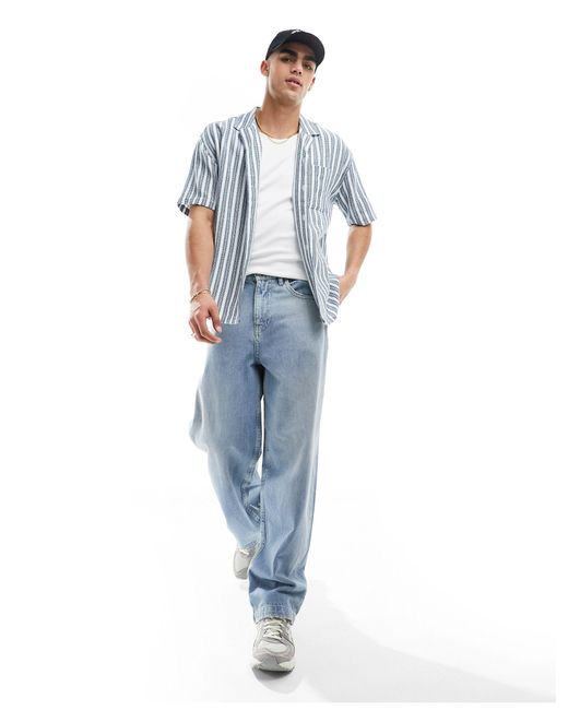 Chemise rayée texturée à manches courtes New Look pour homme en coloris Blue