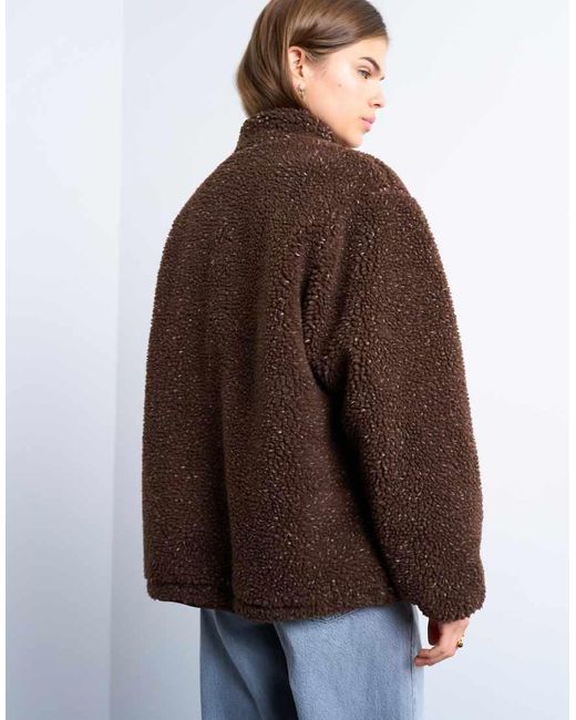 TOPSHOP Multicolor Oversized Funnel Fleece Jacket