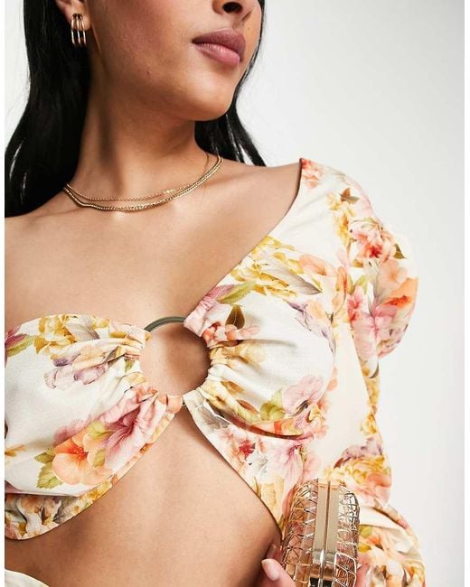 ASOS Multicolor One Shoulder Ring Detail Crop Top Co-ord