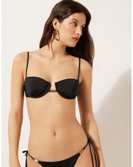 Calzedonia Black Balconette Bikini Top Minimal Fit