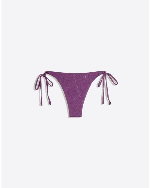 Bershka Red Brazilian Bikini Briefs With Rhinestones