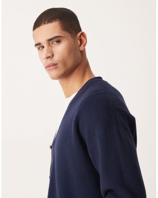 ASOS Blue Relaxed Knit V-neck Cardigan for men